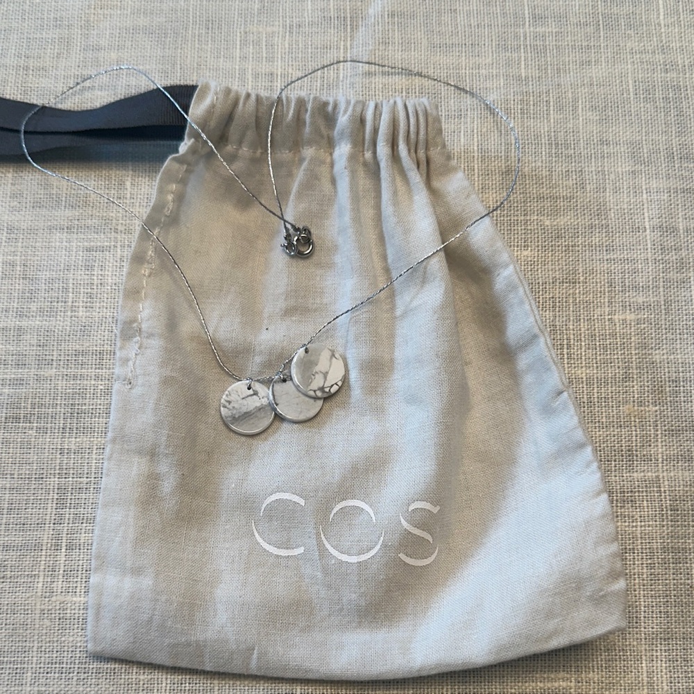 COS Silver Necklace with Marble Accents
